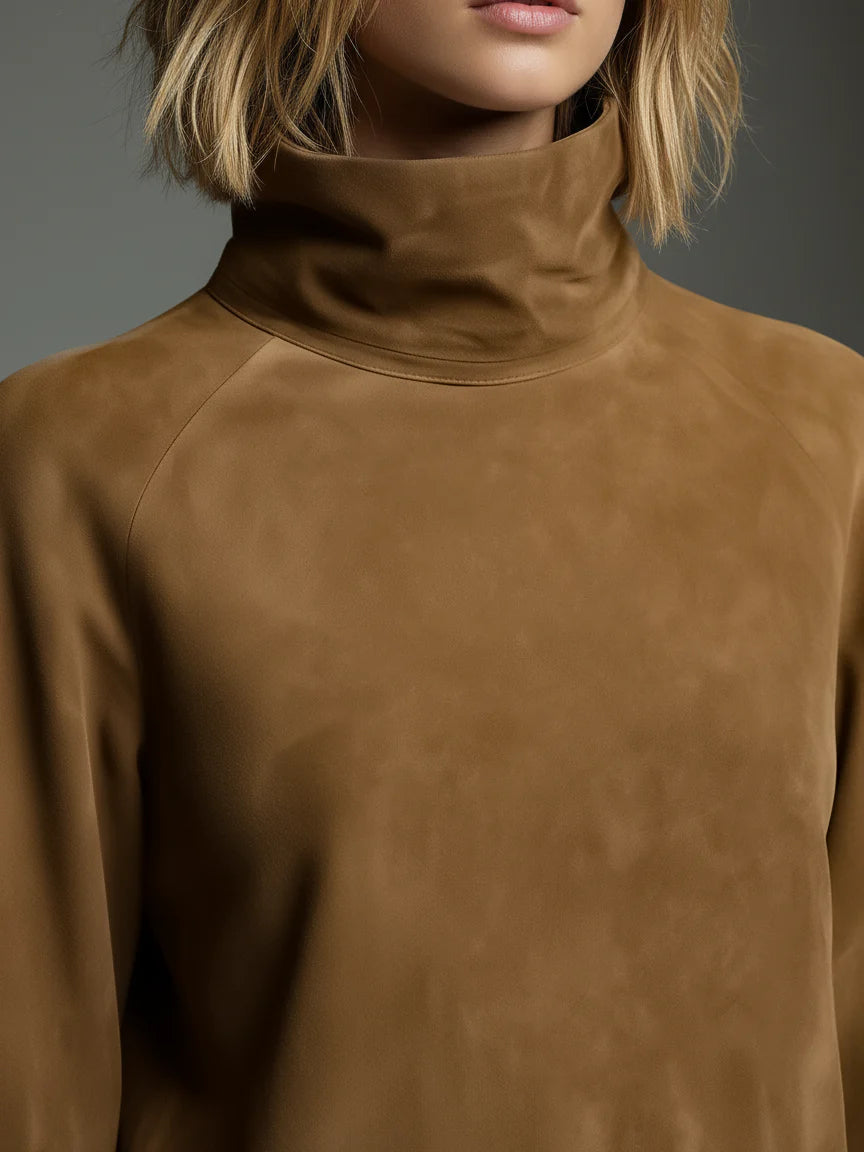 Beli ║ Robe mini ample en daim avec col montant