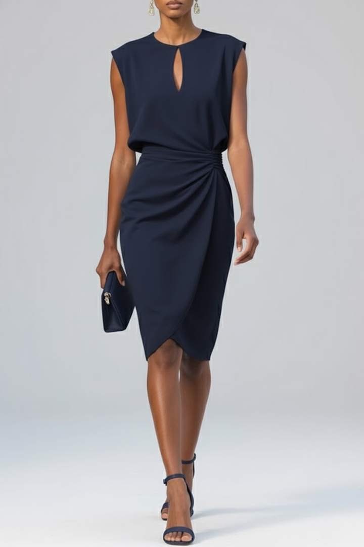 Camille | Robe Midi Élégante à Col Keyhole