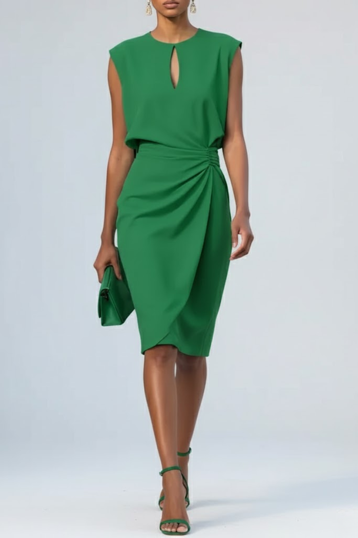 Camille | Robe Midi Élégante à Col Keyhole