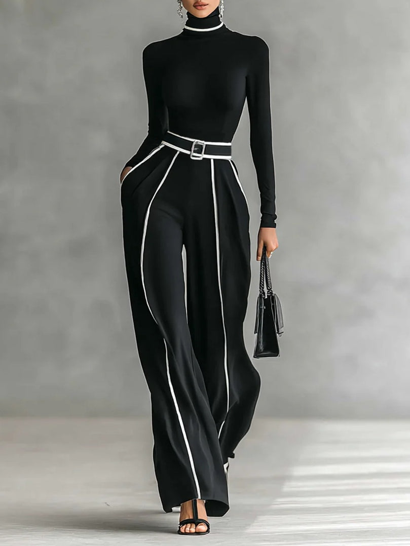 Emma ║ Ensemble élégant de deux pièces avec col montant et pantalon large