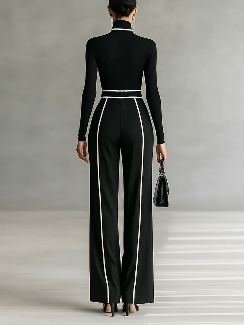 Emma ║ Ensemble élégant de deux pièces avec col montant et pantalon large