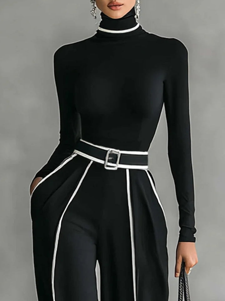 Emma ║ Ensemble élégant de deux pièces avec col montant et pantalon large
