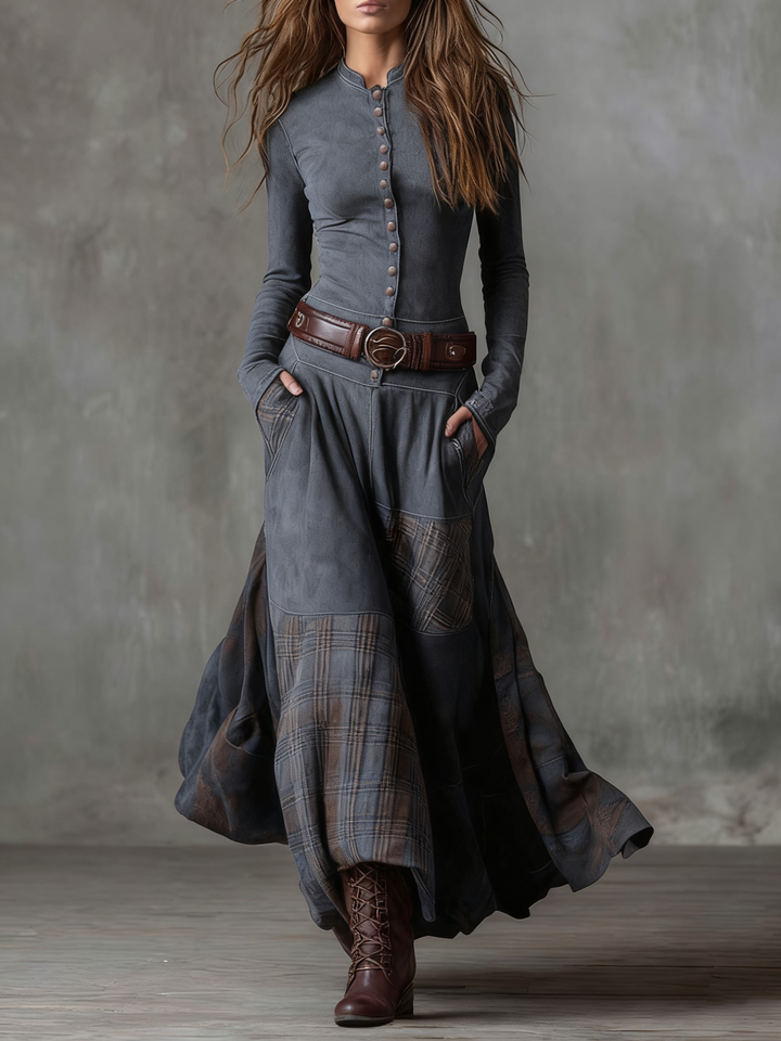 Azucena ║ Robe maxi en daim avec ceinture