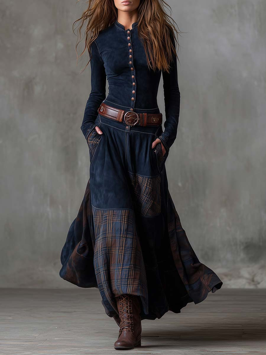 Azucena ║ Robe maxi en daim avec ceinture
