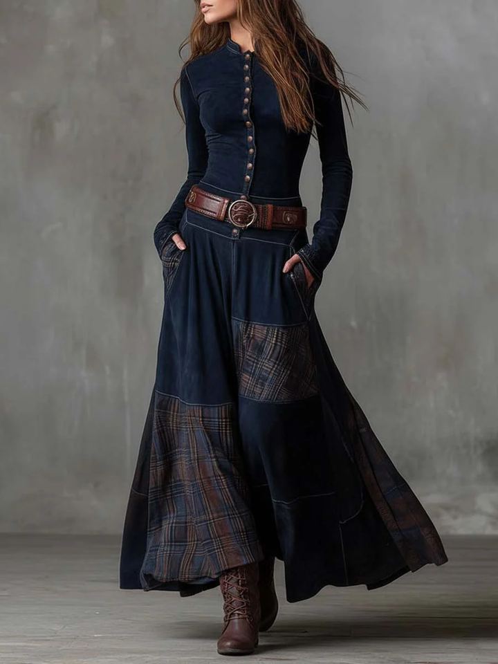 Azucena ║ Robe maxi en daim avec ceinture