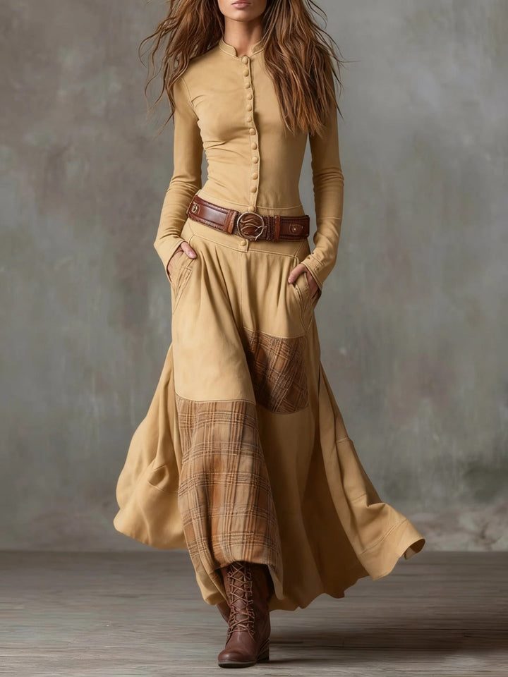 Azucena ║ Robe maxi en daim avec ceinture