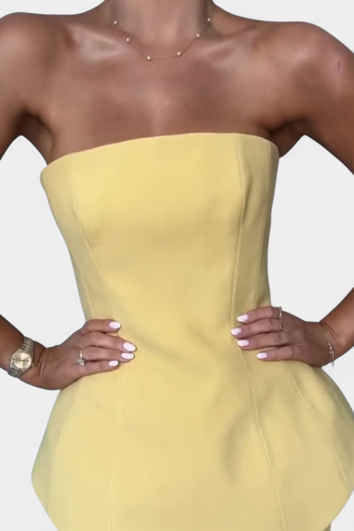 Clarita Ensemble Bandeau Sans Bretelles et Jupe Plissée