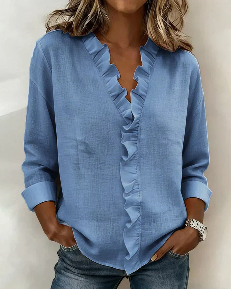Chiara | Blouse avec décolleté en V et volants délicats