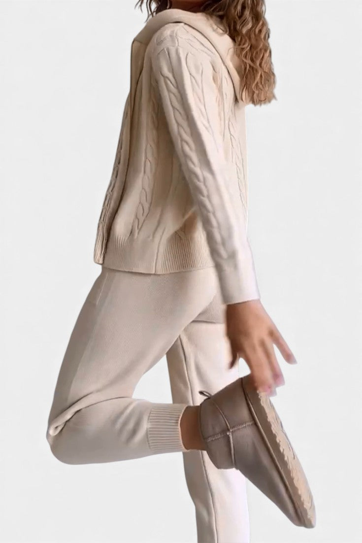 Perdita Ensemble Cardigan & Pull Jacquard Torsadé Casual