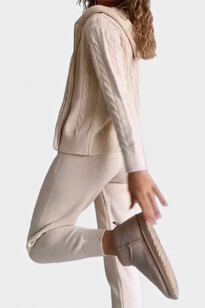 Perdita Ensemble Cardigan & Pull Jacquard Torsadé Casual