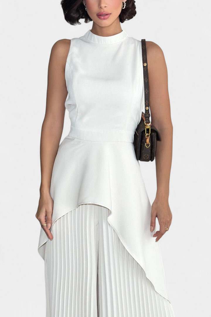 Chrysoula Ensemble Asymétrique Sans Manches avec Pantalon Plissé
