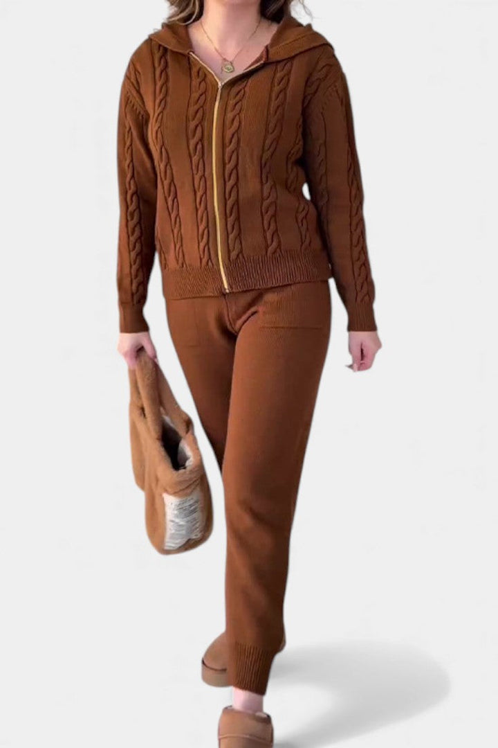 Perdita Ensemble Cardigan & Pull Jacquard Torsadé Casual