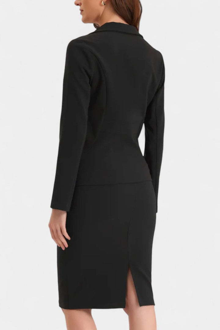 Komoren Ensemble Blazer et Jupe Crayon Élégant à Col à Revers