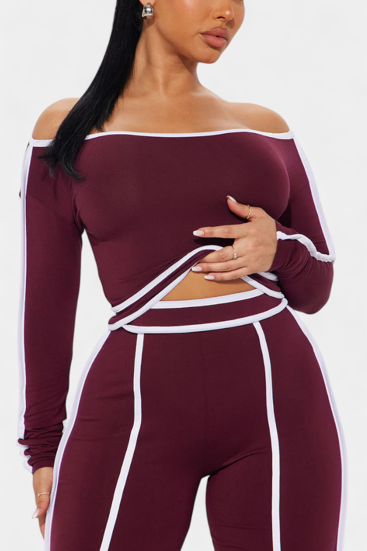 Krystelle Ensemble Off-Shoulder à Bandes Contrastantes