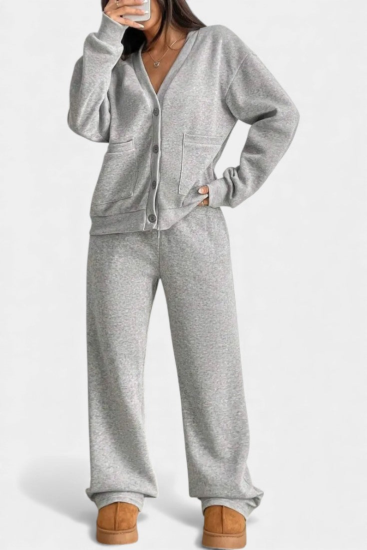 Vellina Ensemble Décontracté Veste Cardigan & Pantalon Large