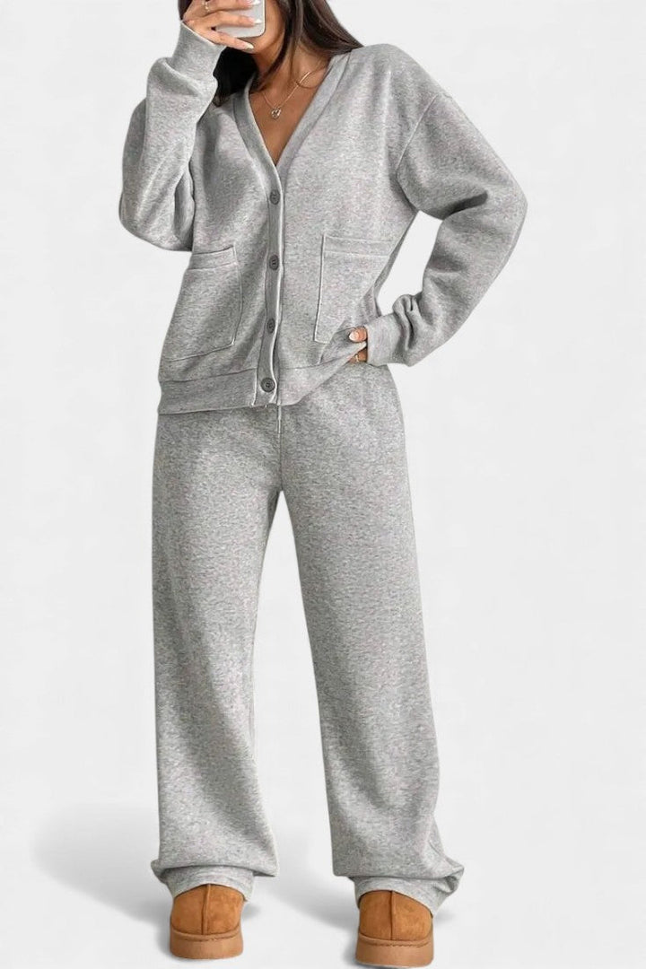Vellina Ensemble Décontracté Veste Cardigan & Pantalon Large