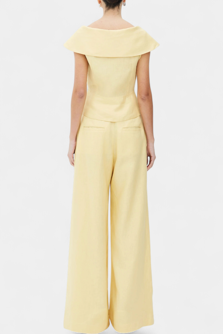 Hayden Ensemble Top Structuré à Décolleté Enveloppant et Pantalon Palazzo