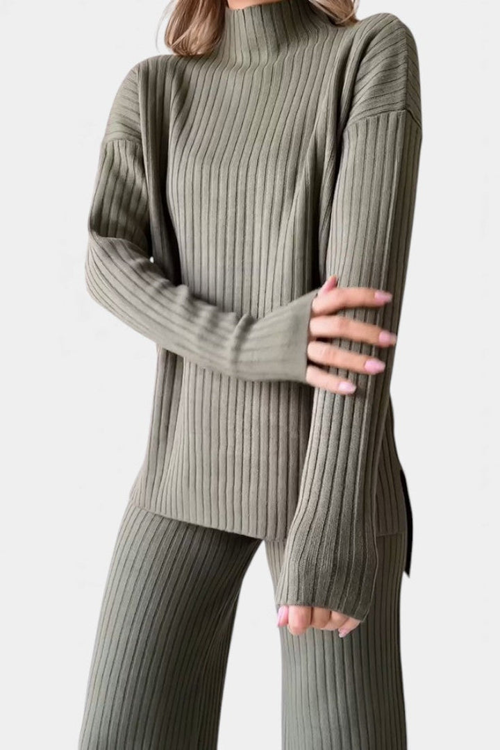 Florisse Ensemble Décontracté Chic en Maille avec Fente
