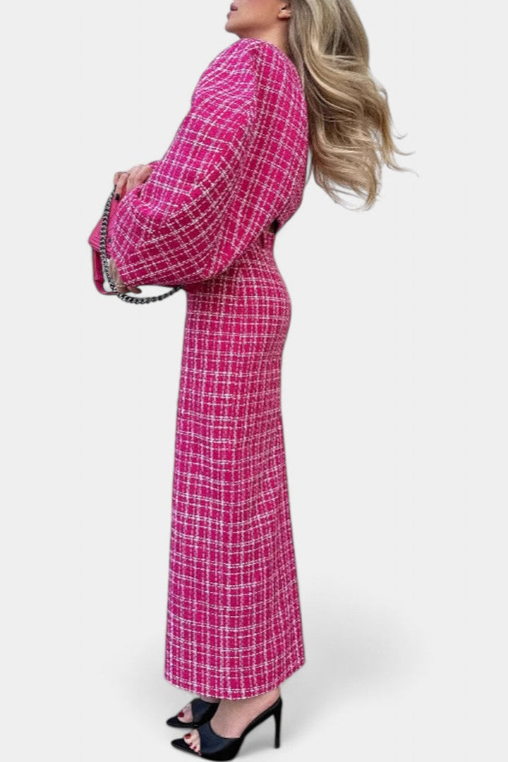 Frankie Ensemble Blazer et Jupe en Tweed à Carreaux