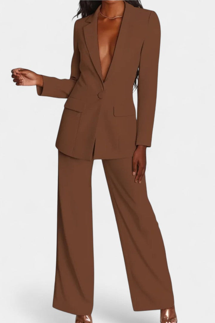 Marnie Ensemble Blazer Structuré et Pantalon Taille Haute