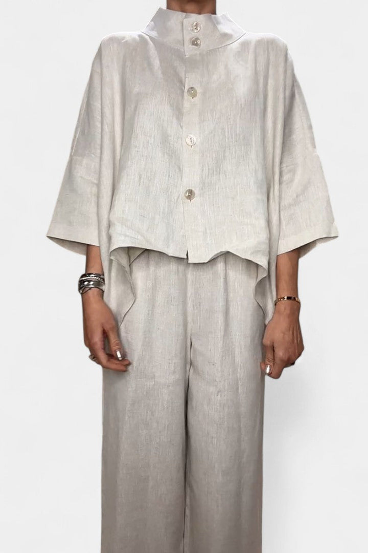 Ailany Ensemble à Col Haut Structuré et Pantalon à Taille Asymétrique