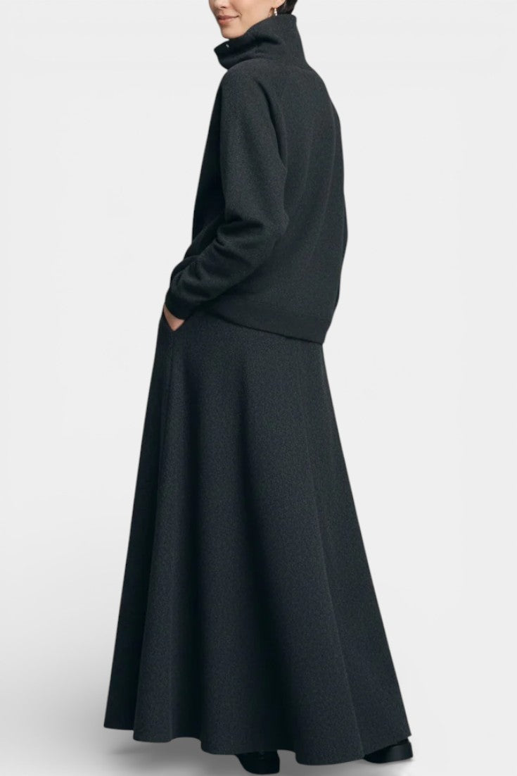 Kaliyah Ensemble Élégant Top à Col Montant et Jupe Longue Évasée