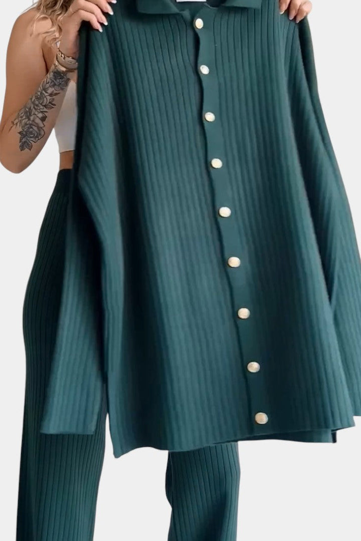 Désinée Ensemble Tricoté Jacquard à Rayures Deux Pièces