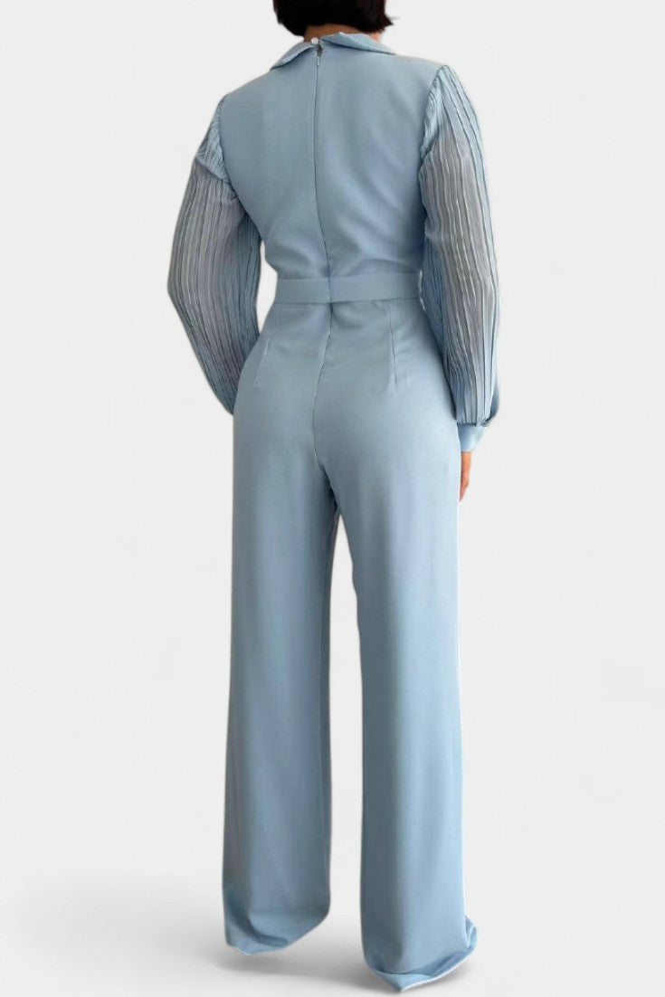 Dénéa Combinaison Chic à Col Tailleur et Détails Froncés