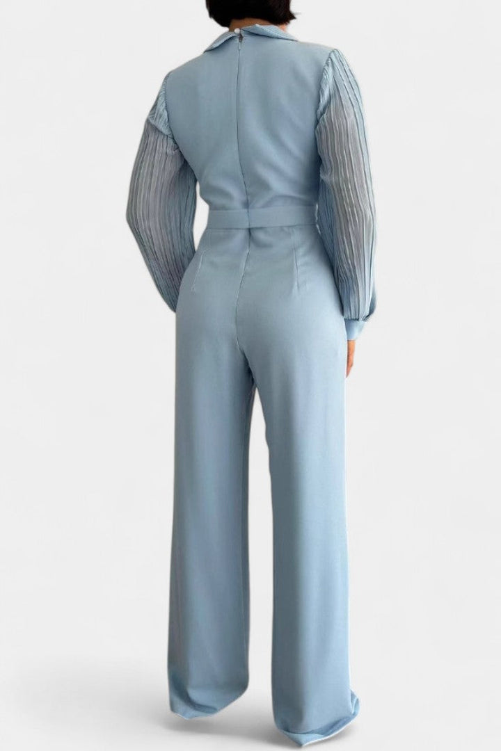 Dénéa Combinaison Chic à Col Tailleur et Détails Froncés