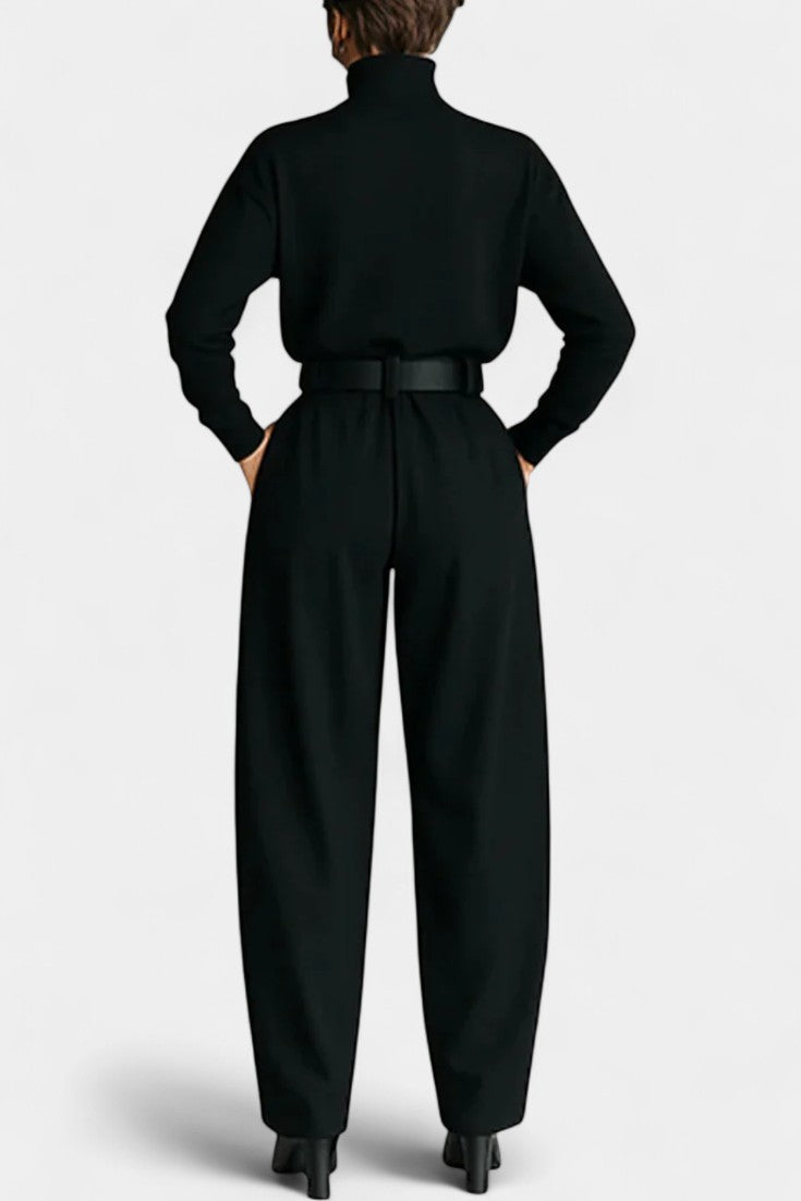 Erisen Ensemble Noir à Col Montant et Pantalon à Jambe Droite