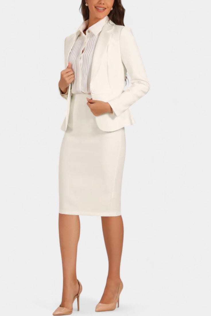 Komoren Ensemble Blazer et Jupe Crayon Élégant à Col à Revers