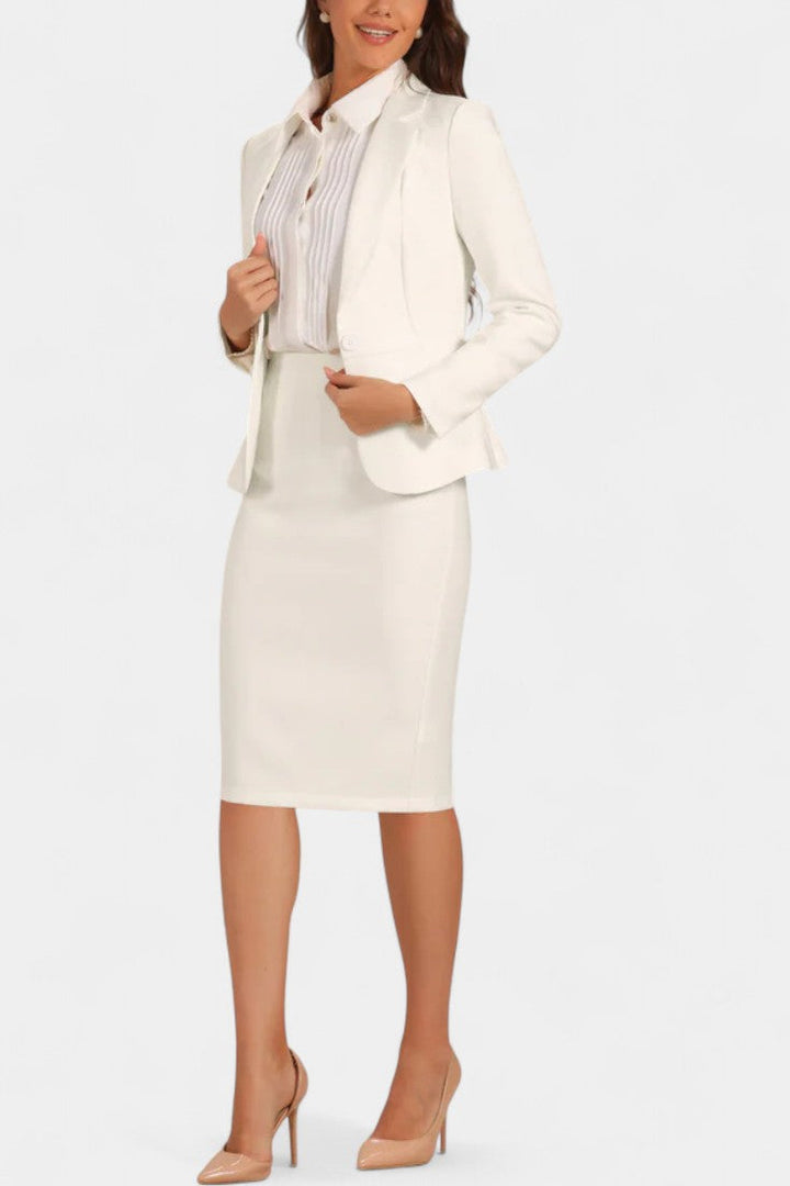 Komoren Ensemble Blazer et Jupe Crayon Élégant à Col à Revers