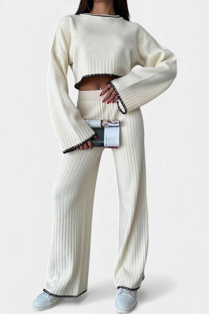 Iléna Ensemble Tricoté Minimaliste Deux Pièces