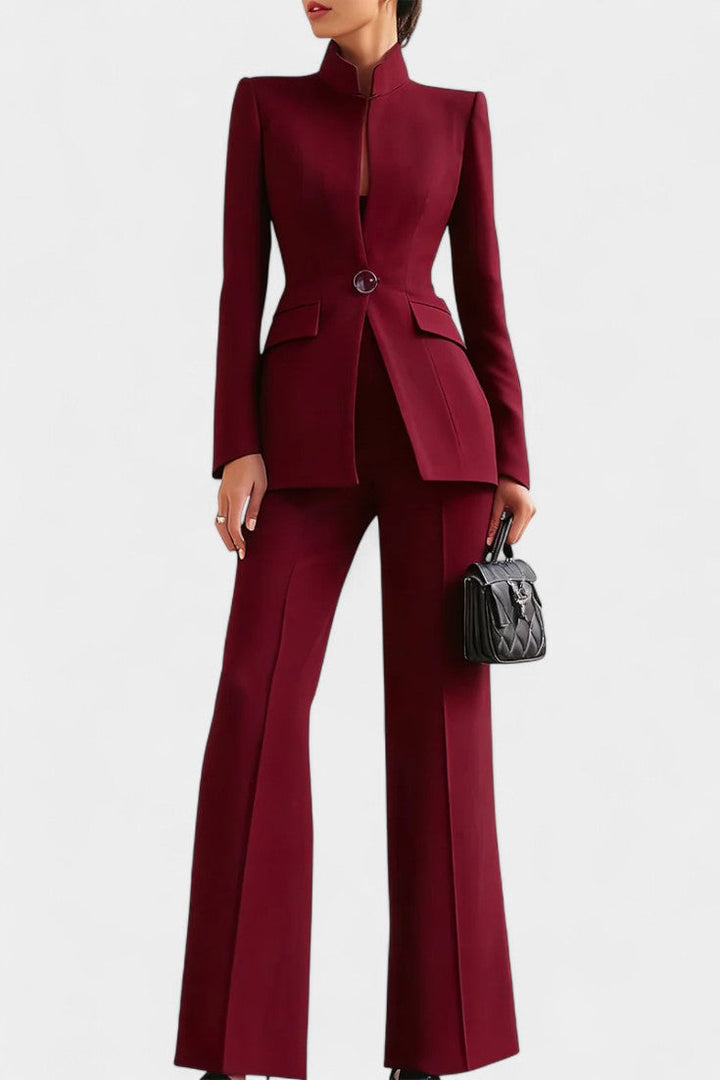 Elisabetta Ensemble Deux Pièces à Col Montant et Pantalon à Jambe Large
