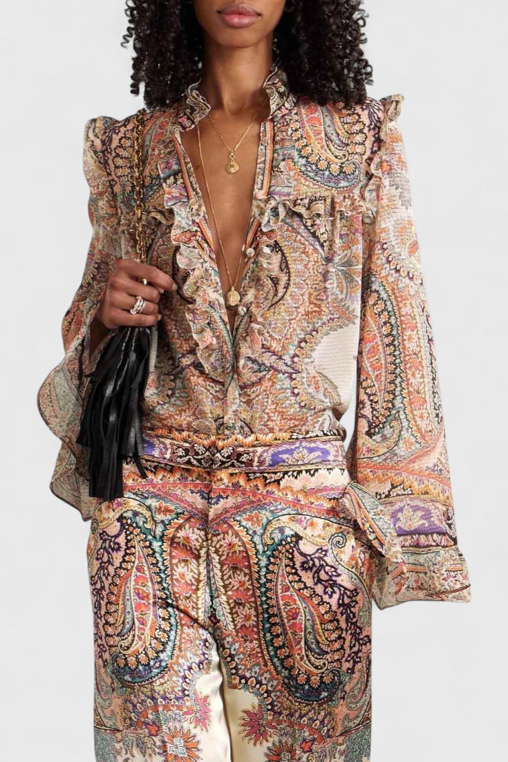 Finely Ensemble à Imprimé Paisley avec Blouse à Volants Romantiques