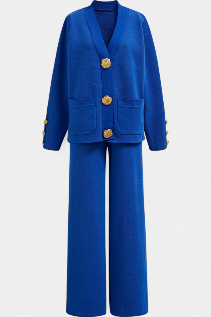 Aireen Ensemble Cardigan Classique et Pantalon à Jambes Larges