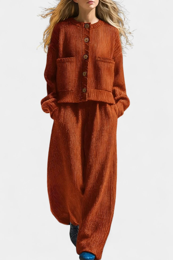 Magali Ensemble Cardigan en Tricot et Pantalon Large