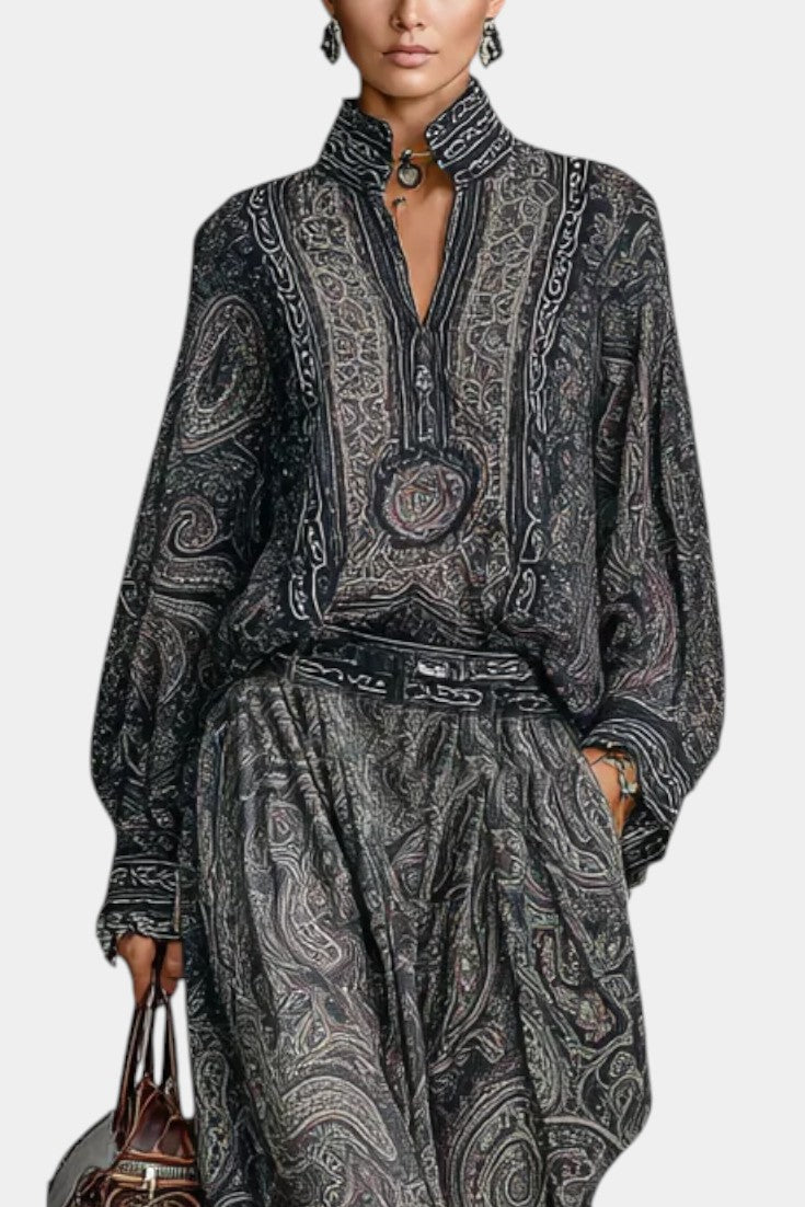 Lydie Ensemble Deux Pièces Imprimé Paisley Vintage