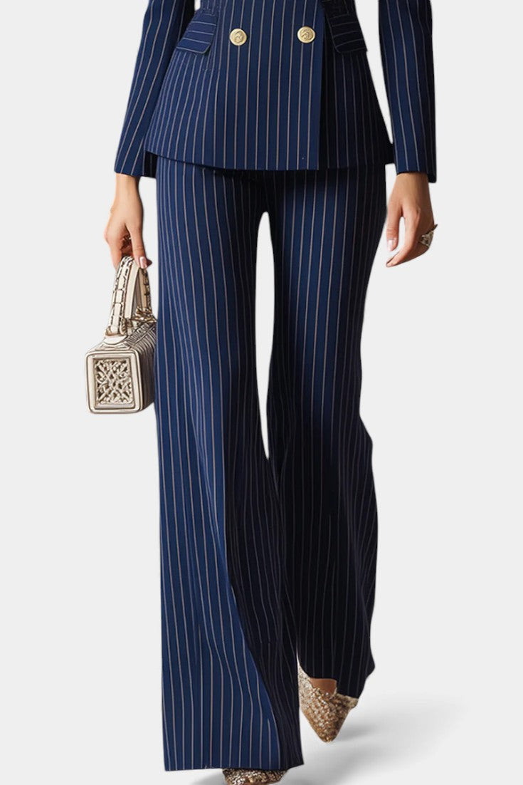 Mahé Ensemble Tailleur Rayé Élégant à Double Boutonnage