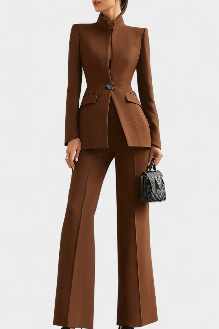 Elisabetta Ensemble Deux Pièces à Col Montant et Pantalon à Jambe Large