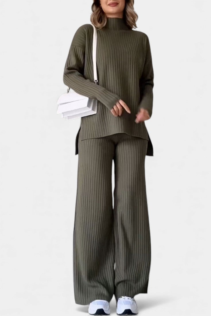 Florisse Ensemble Décontracté Chic en Maille avec Fente