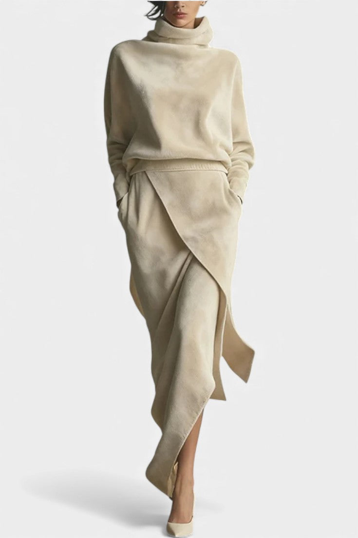 Énélya Ensemble Décontracté en Velours Asymétrique