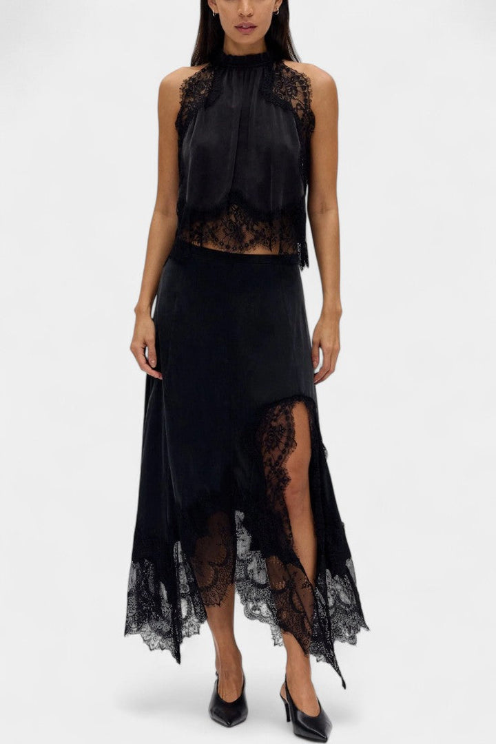 Coralena Ensemble Jupe Midi en Dentelle et Top Coordonné