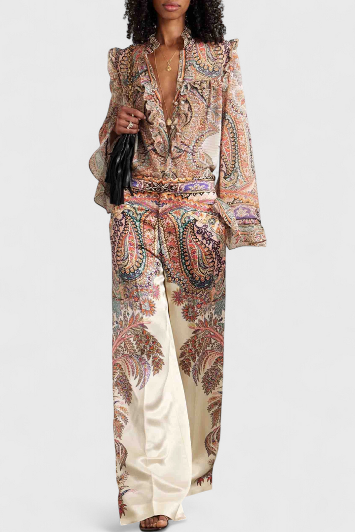 Finely Ensemble à Imprimé Paisley avec Blouse à Volants Romantiques