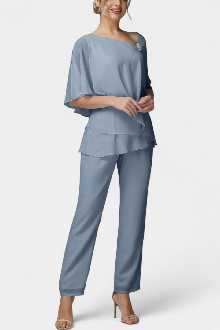 Dinah Ensemble Top Sans Manches et Pantalon Taille Haute à Jambe Fluide