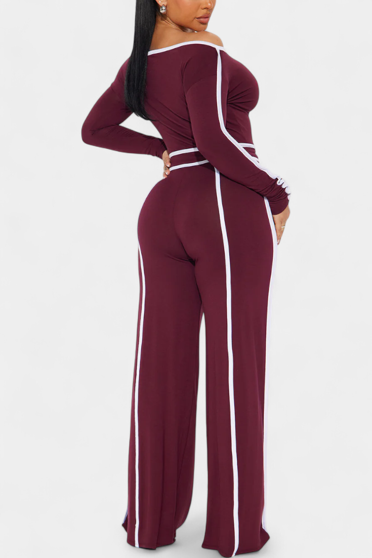 Krystelle Ensemble Off-Shoulder à Bandes Contrastantes