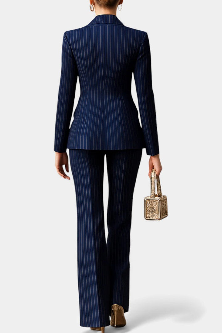 Mahé Ensemble Tailleur Rayé Élégant à Double Boutonnage