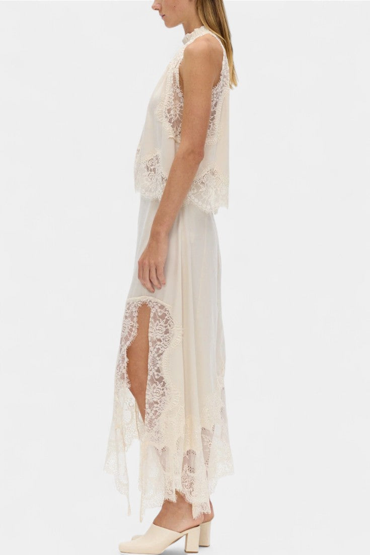 Coralena Ensemble Jupe Midi en Dentelle et Top Coordonné
