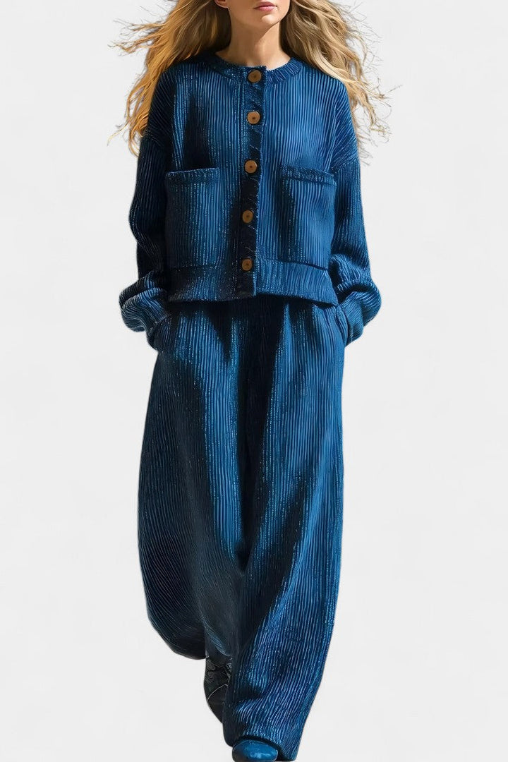 Magali Ensemble Cardigan en Tricot et Pantalon Large