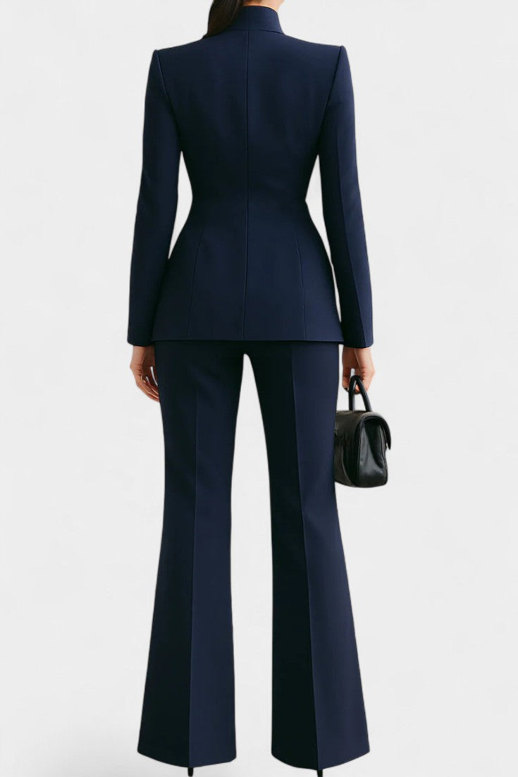 Elisabetta Ensemble Deux Pièces à Col Montant et Pantalon à Jambe Large